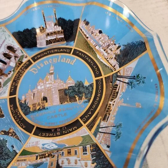 Vintage Disneyland Souvenir Fluted Candy Dish Sleeping Beauty's Castle Blue - Picture 3 of 13